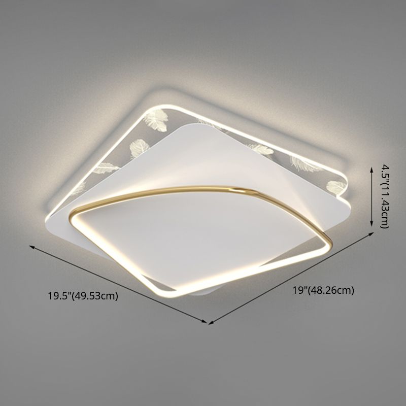 Minimalist Trendy Feather Ceiling Lamp Acrylic Bedroom LED Flush Mount Light Fixture