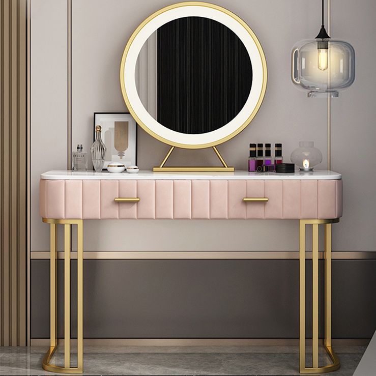 Glam 29.5" High Marble Top Vanity Dressing Table with 2 Drawers