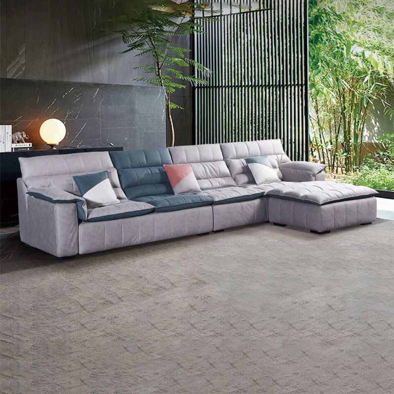 Scandinavian Gray 3/4-seat Sectional Pillow Top Arm Sectional Sofa
