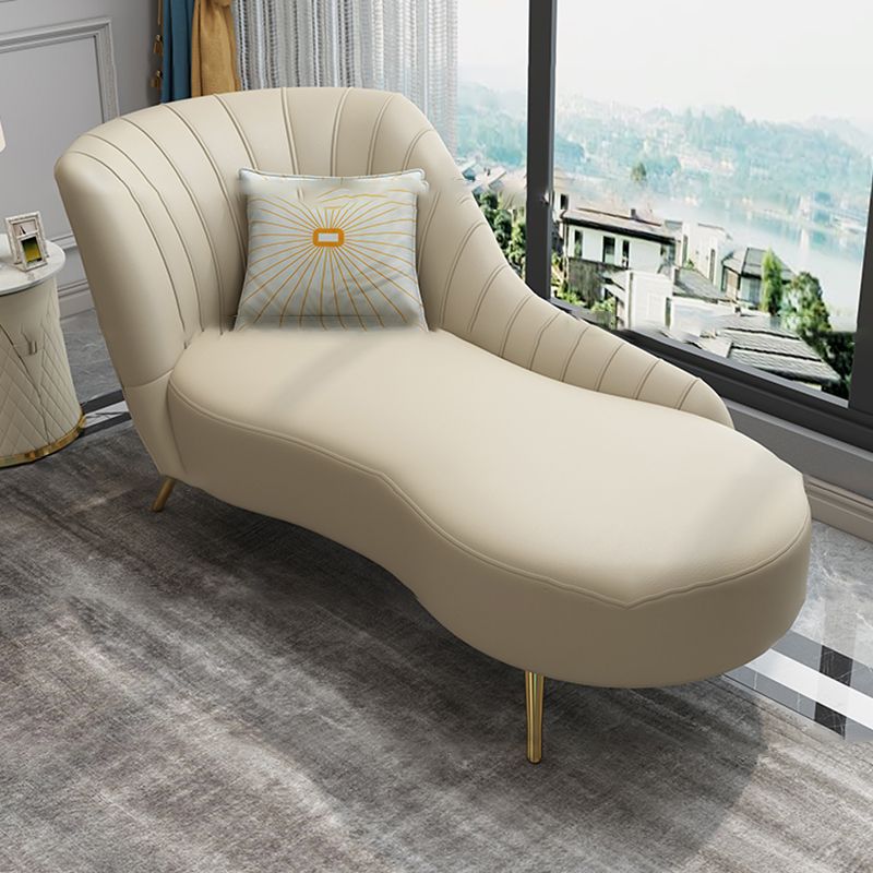 Modern Leather Chaise Lounge Flared Arms Chaise for Bedroom and Living Room