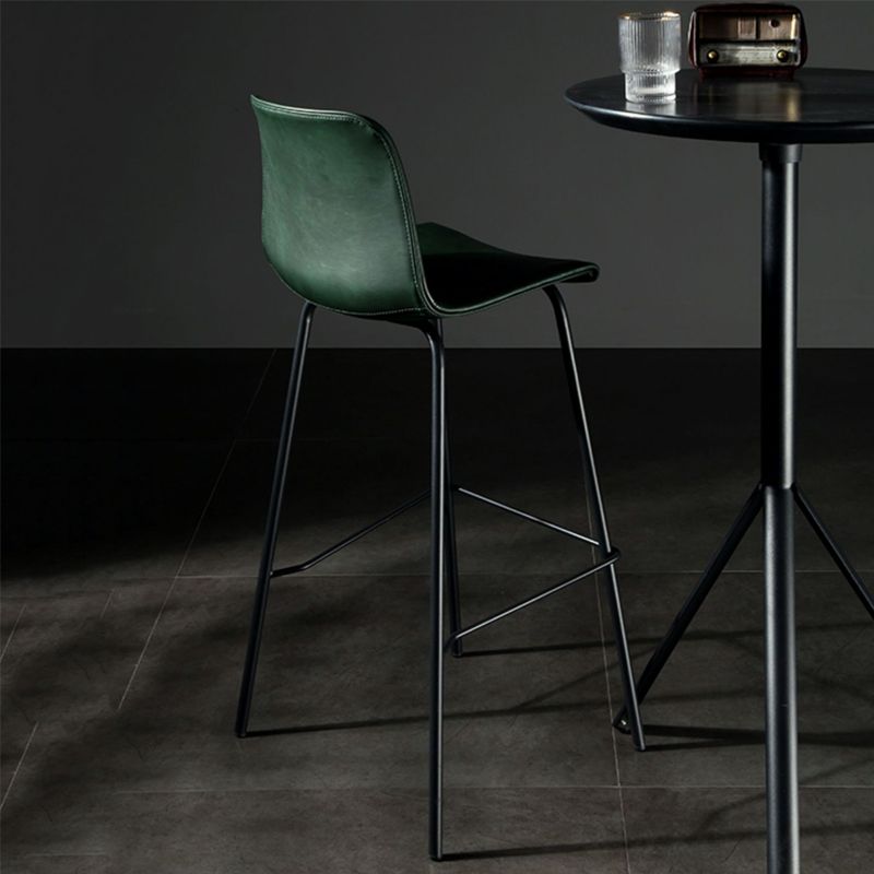 Modern Matte Finish PU Leather Barstool Low Back Restaurant Stool