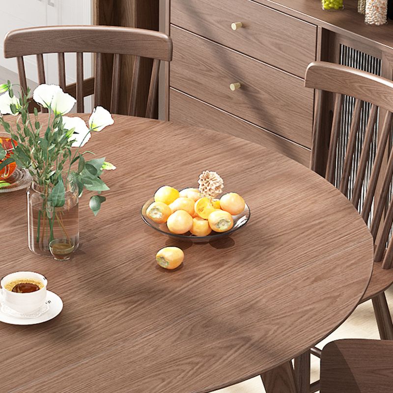 Solid Wood Dining Table Modern Brown 4 Legs Dining Table for Home Use