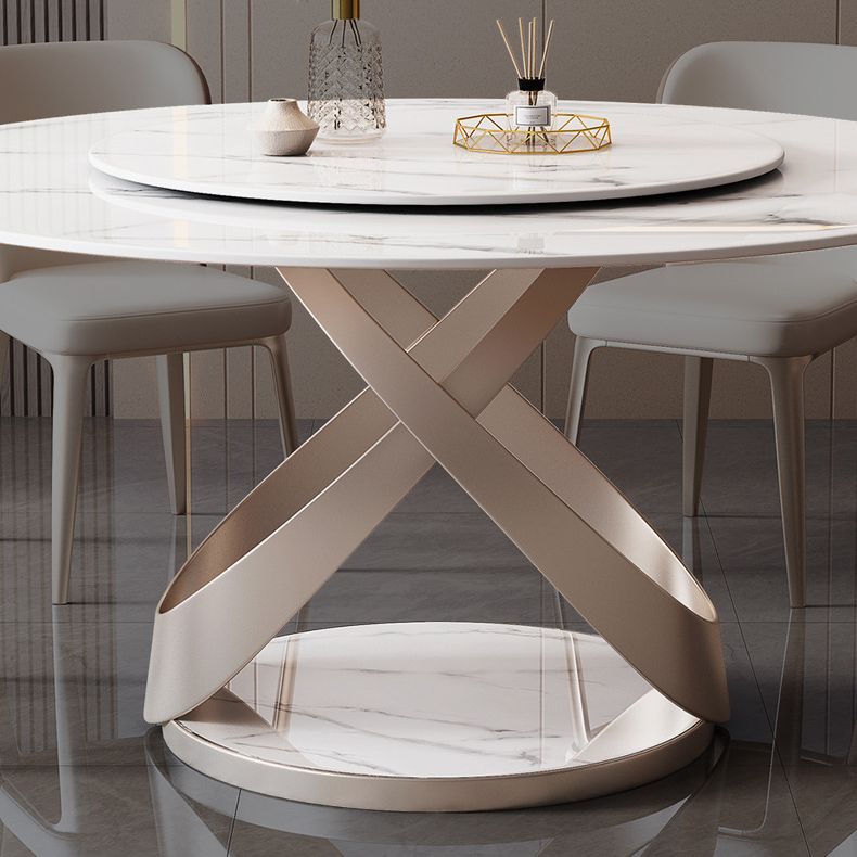 Modern Leather Dining Set 1/4/5/7 Pieces Round Dining Table and Chairs