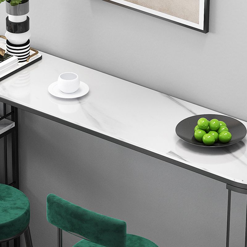 Modern Sintered Stone Bar Table Dining Table with Metal Base for Kitchen Living Room