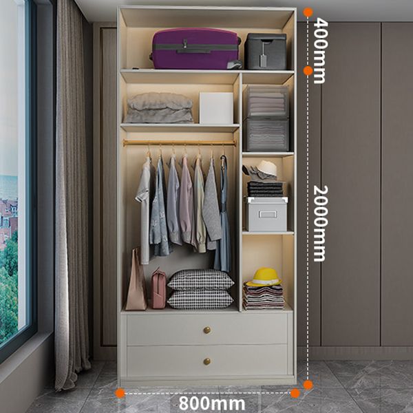 White Wooden Wardrobe Cloth Rod Included Wardrobe Closet for Home