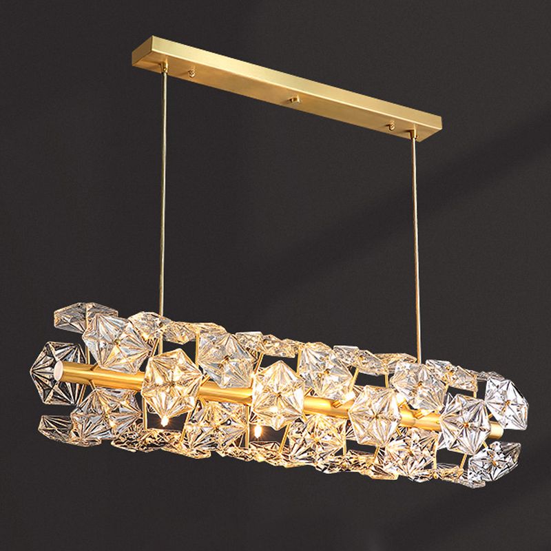 Pendants contemporains Crystal de flocon de neige 18 lumières de l'île légère en or