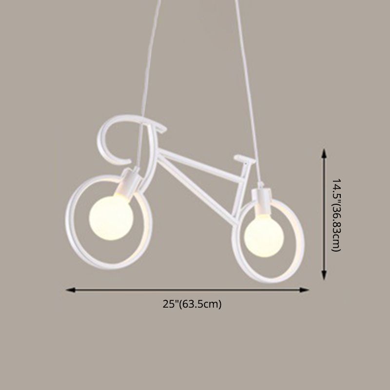 Retro Creative Iron Bicycle Chandelier 2 Light Dining Table Pendant Lighting Fixtures