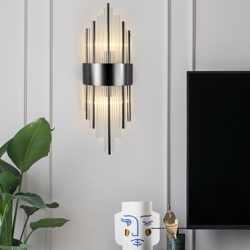 Moderne Metallwandlicht Geometrische 2 Lichter Wandleuchten mit Kristall für Schlafzimmer