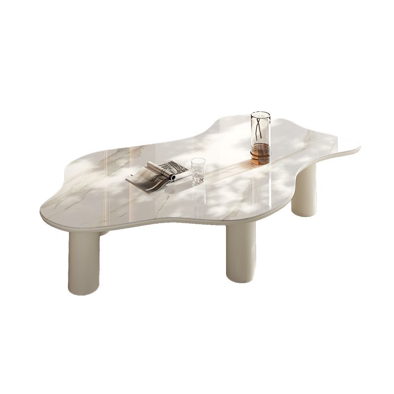 No Distressing Single Coffee Table Slate Free-Form White Coffee Table