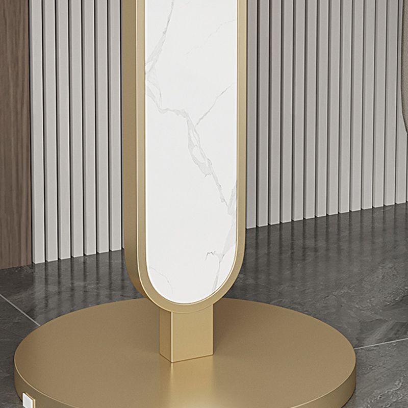 Glam Metal Side Table with  Round Stone Top Accent Side Table