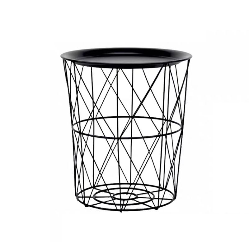 Modern Style Cocktail Table Metal White/black Tray Top Round Coffee Table