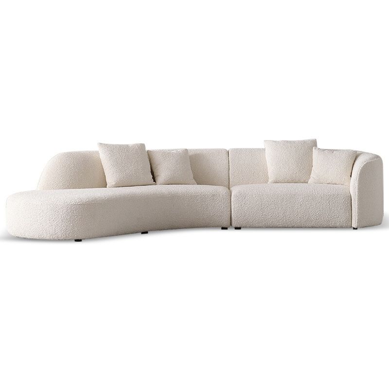 Scandinavian Beige Curved Sectional for Apartment and Living Room