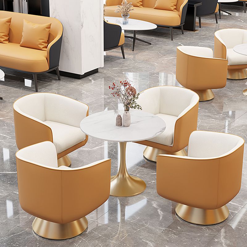 25.59" Wide Barrel Chair Faux Leather Arms Included Chair for Living Room