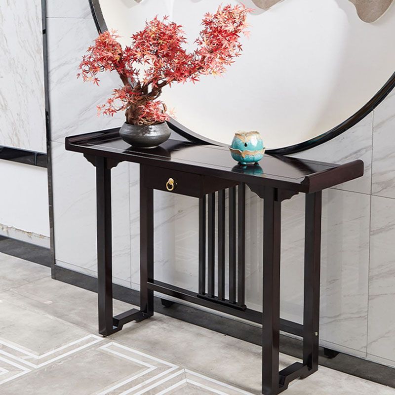 Pine Console Table Mid-Century Modern Rectangle Accent Table for Hall