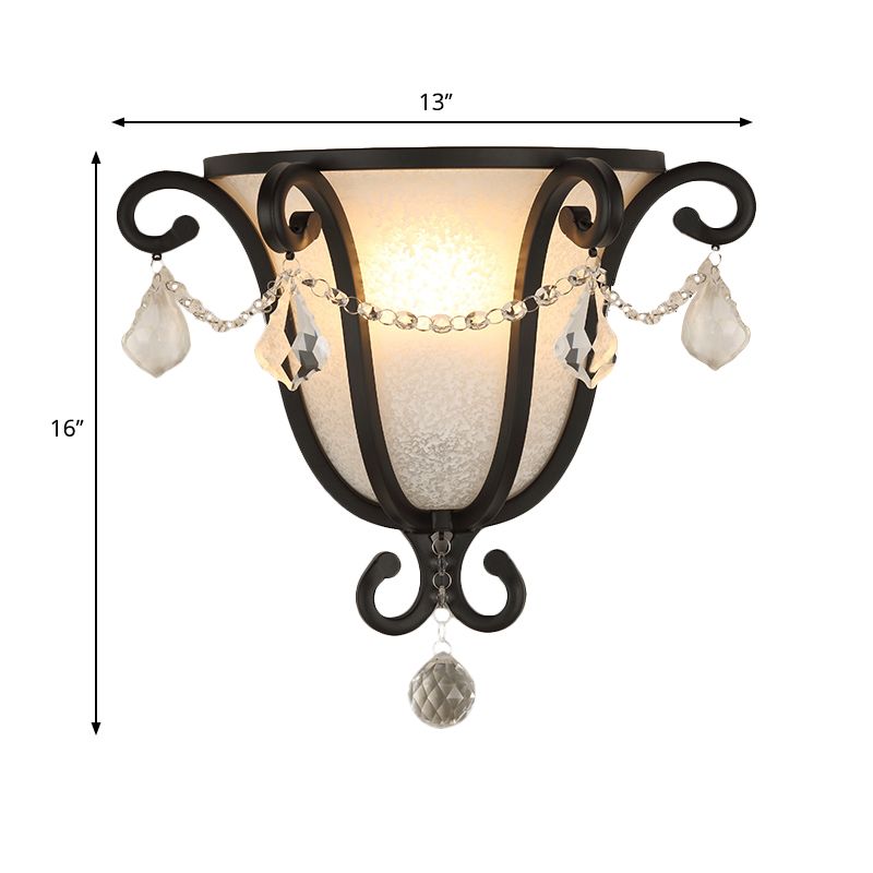 1 cabeza de metal urna de montaje de pared lámpara de luz vintage en bronce negro/desgastado para escaleras