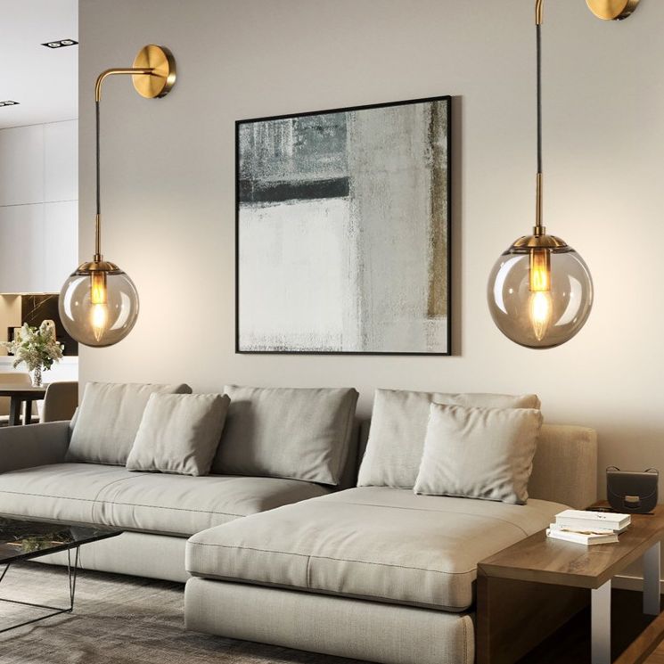 Globe Wall Mounted Lamps Vintage Simplicity Clear Glass Wall Sconce for Bedroom