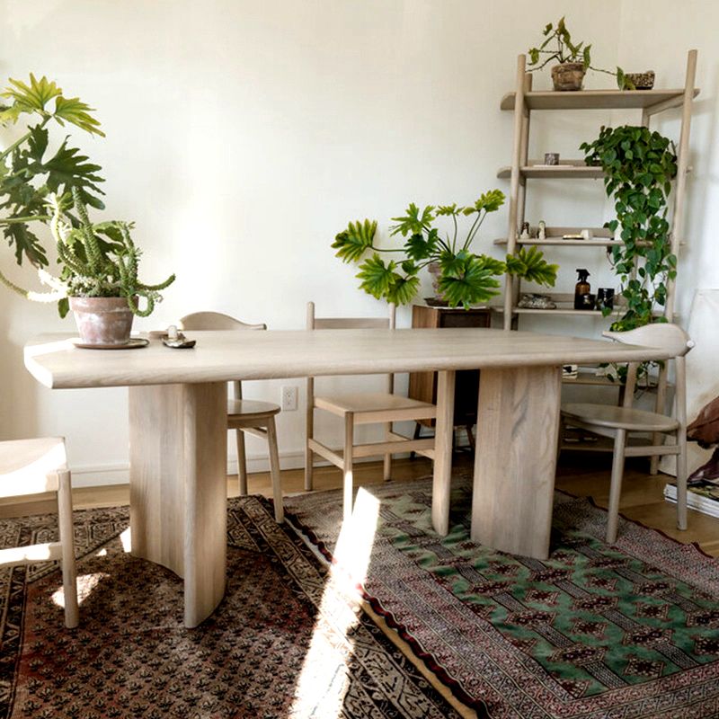 Modern Ash Wood Table for Restaurant Rectangle Dining Table with 4 Legs in Nature