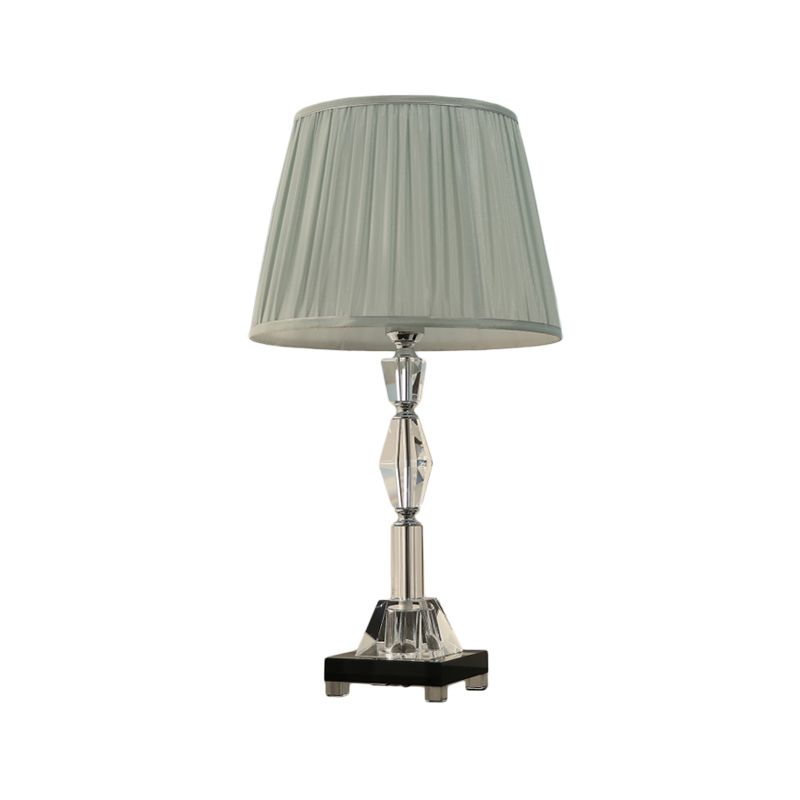 Lampada da tavolo moderna con poliedri/sfere sfaccettate, 1 lampadina, lampada da comodino in cristallo trasparente con paralume plissettato