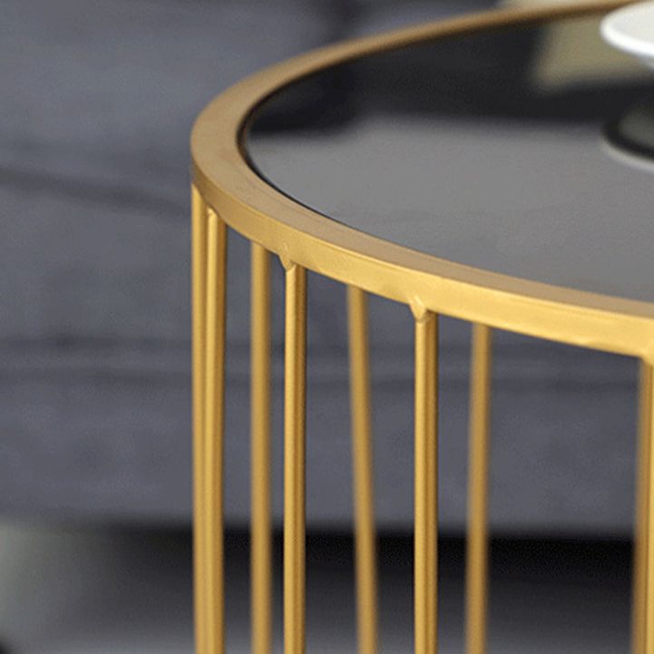 Contemporary Round Top Cocktail Table with Frame Base in Iron