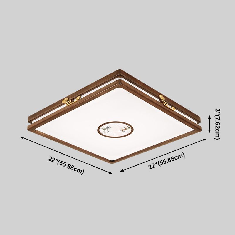 Modern Geometric LED Ceiling Lamp Wood Flush Mount for Balcony Dining Room