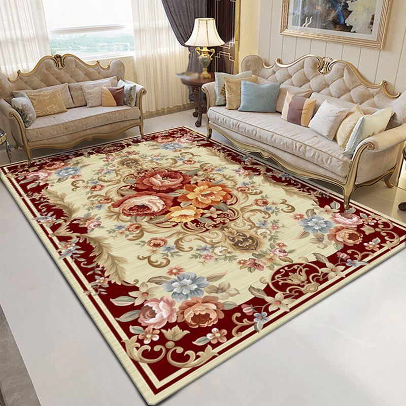 Modern European Area Rug Medallion Pattern Indoor Rug Washable Carpet with Non-Slip Backing