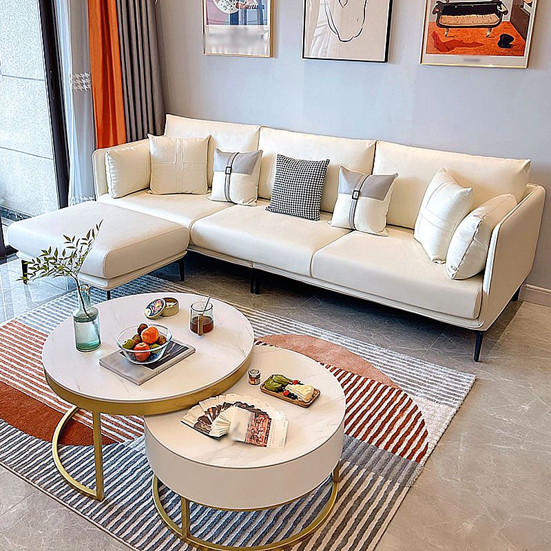 Contemporary Stain-Resistant Faux Leather Square Arm Sofa/Sectional for Living Room