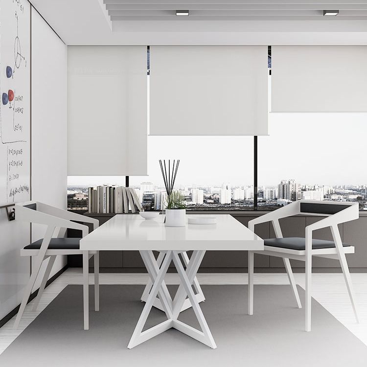 Metal and Wood Table Mid-Century Modern Style Family Rectangular Dining Table