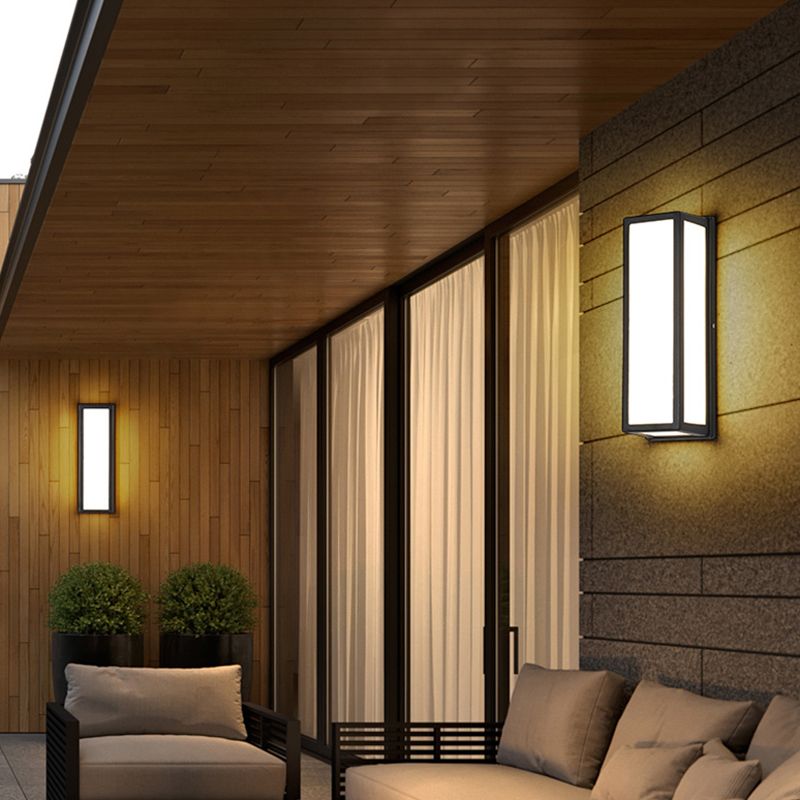 Moderner Stil rechteckiger Wandlampe Leuchte Metall 1 Lichtwandmontierte Beleuchtung in Schwarz