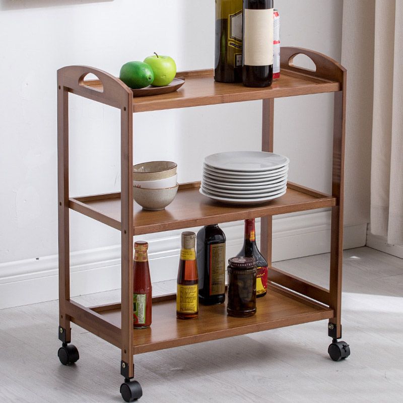 Modern Open Storage Kitchen Trolley Rolling Prep Table with Open Shelves