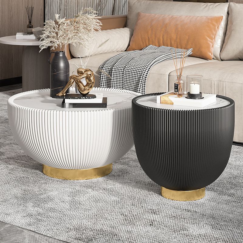 2 Piece Bunching Tables Slate Round Coffee Table for Living Room