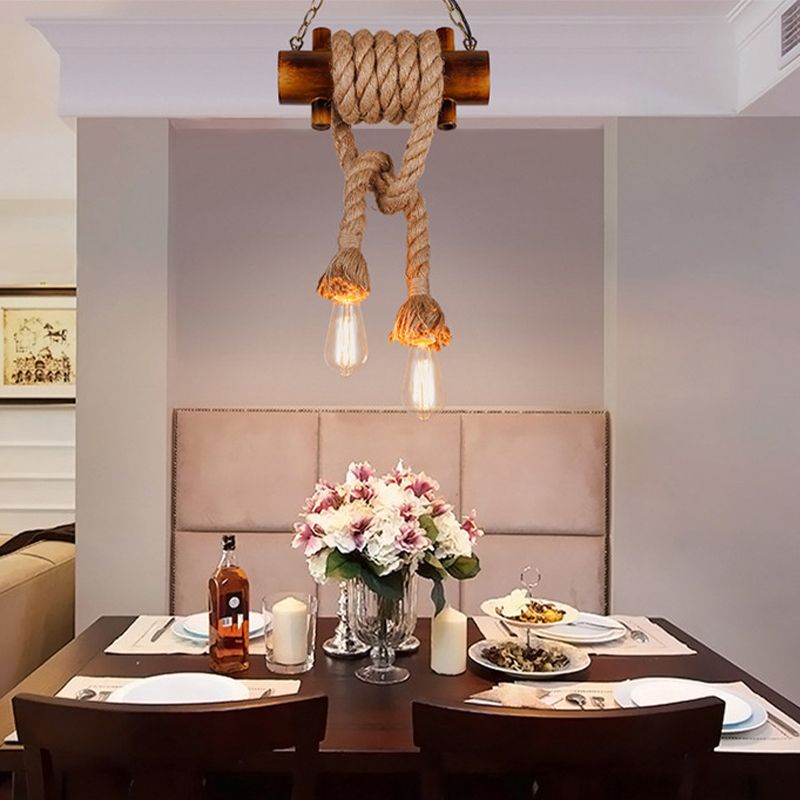 Industrial Style Island Light Hemp Rope Island Hanging Lamp for Living Room