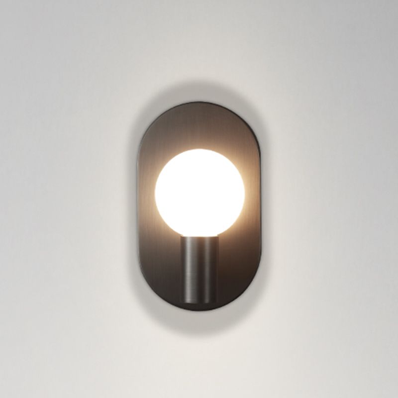 Solid Brass Wall Lamp Contemporary Black / Gold Wall Light with Glass Shade