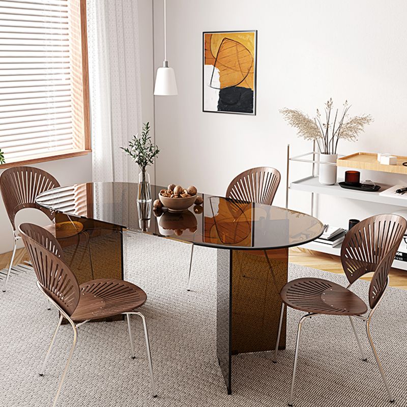 Oval Glass Dining Table Simplicity Double Pedestal Table for Dining Room