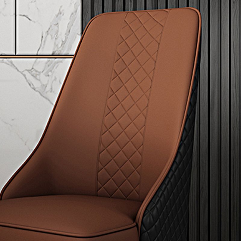 Solid Back Dining Arm Chairs Leather Upholstered Dining Armchairs (Set of 2)