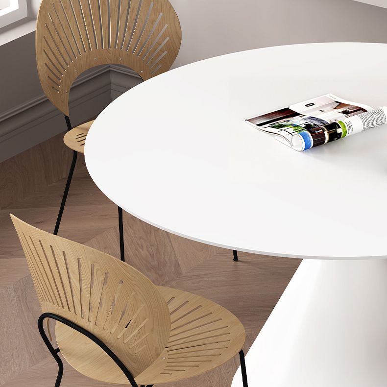 Contemporary Pedestal Dining Table Round Stone Furniture for Dining Room