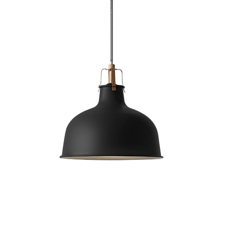 8.5"/13" Wide 1 Head Ceiling Pendant with Dome Shade Metallic Minimalism Living Room Pendant Ceiling Light in Black/White
