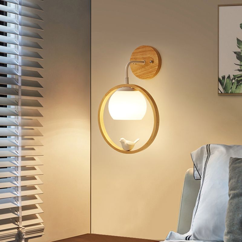 Moderne Kugelwandmontaglampen Holz 1 Lichtwandbeleuchtung Armaturen
