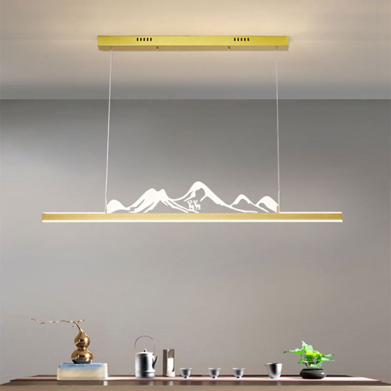 Modern Style Dining Chandelier Lamp Dining Room LED Long Strip Pendant Light Fixture