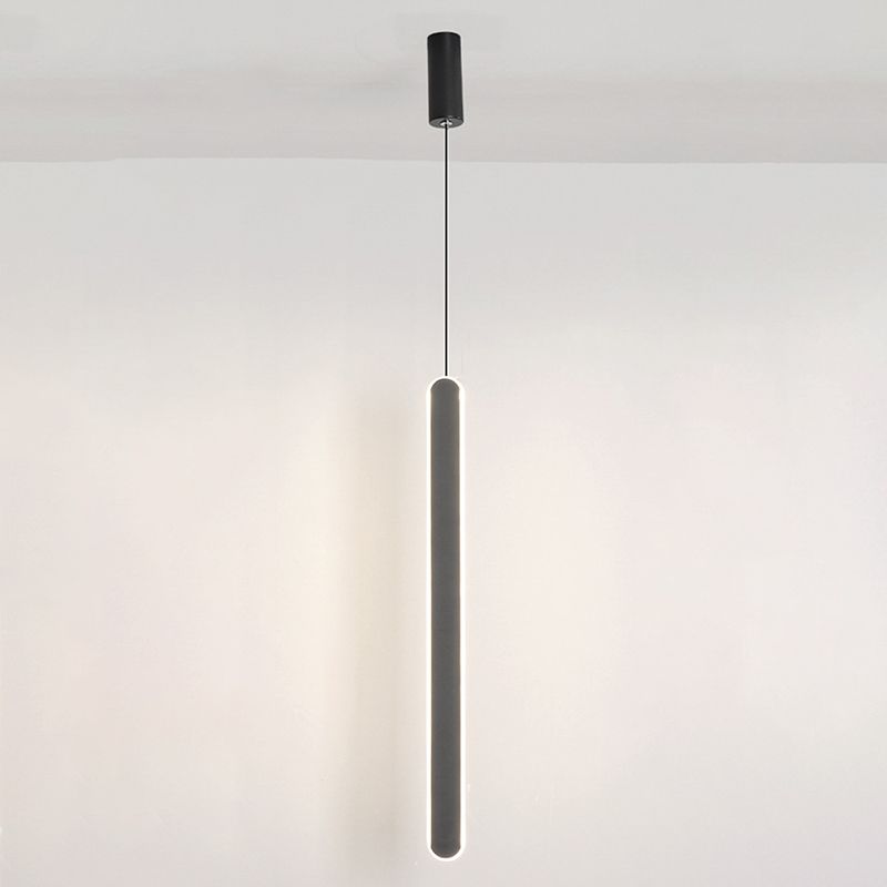 Contemporary Style Long Strip LED Hanging Light 23.6" H Acrylic + Metal Simplicity Pendant Lamp for Bedroom