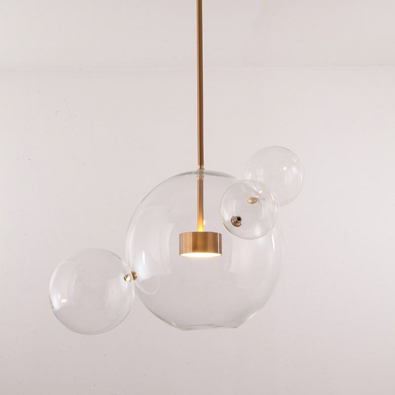 1 pendentif en forme de globe léger avec un luminaire d'éclairage de suspension moderne en verre transparent