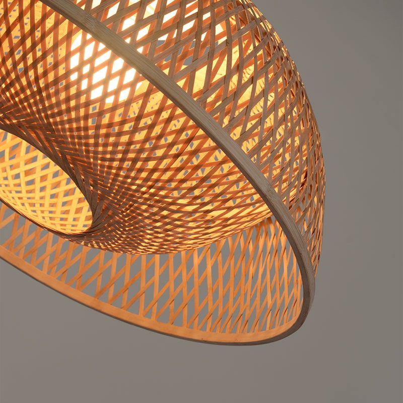 Dome Pendant Lighting Tradition Bamboo 1 Bulb 18"/23.5" Wide Wood Hanging Lamp Kit