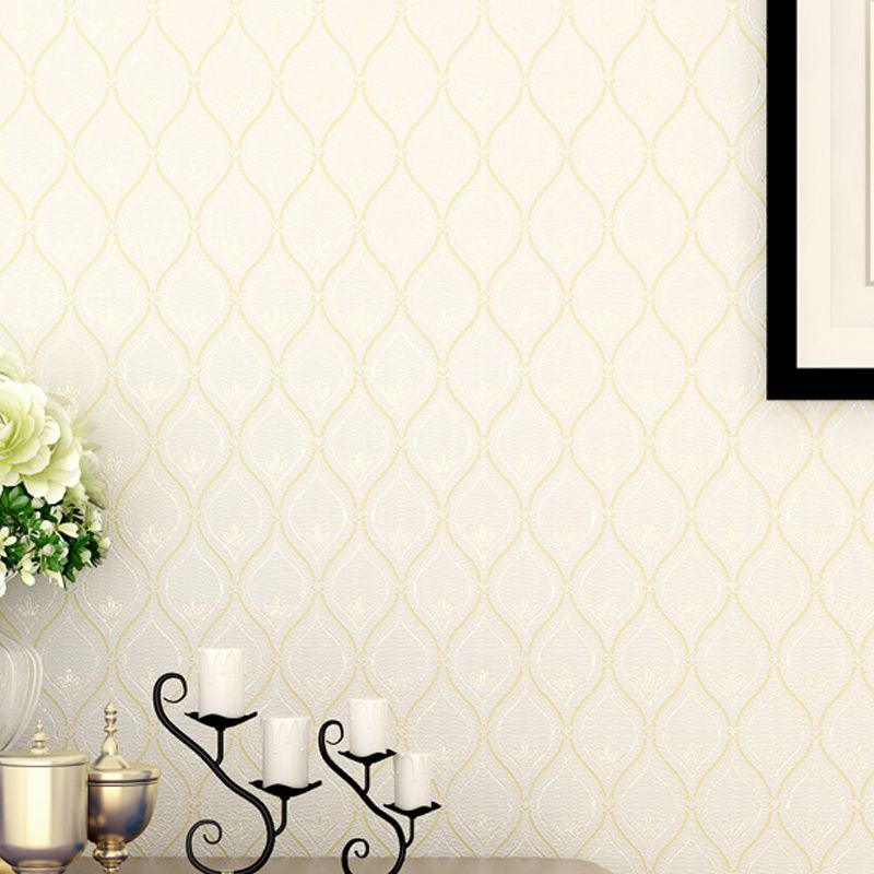 Contemporary Ogee Wallpaper Roll Light-Color Geometrical Wall Art for Living Room