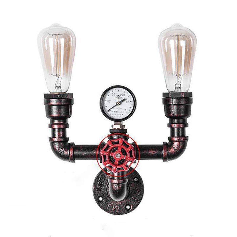 Rust Industrial Metal Wall Sconce Pipe Shape Wall Light for Living Room