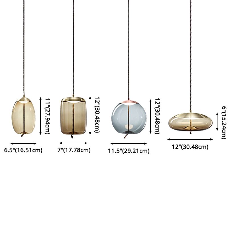 1 Light Mason Jar Pendant Light Modern Hand Blown Glass Shade Hanging Lamp for Living Room