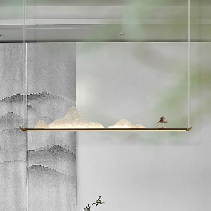 La lampe de lustre en métal moderne pendante île LED linéaire pour la salle de thé