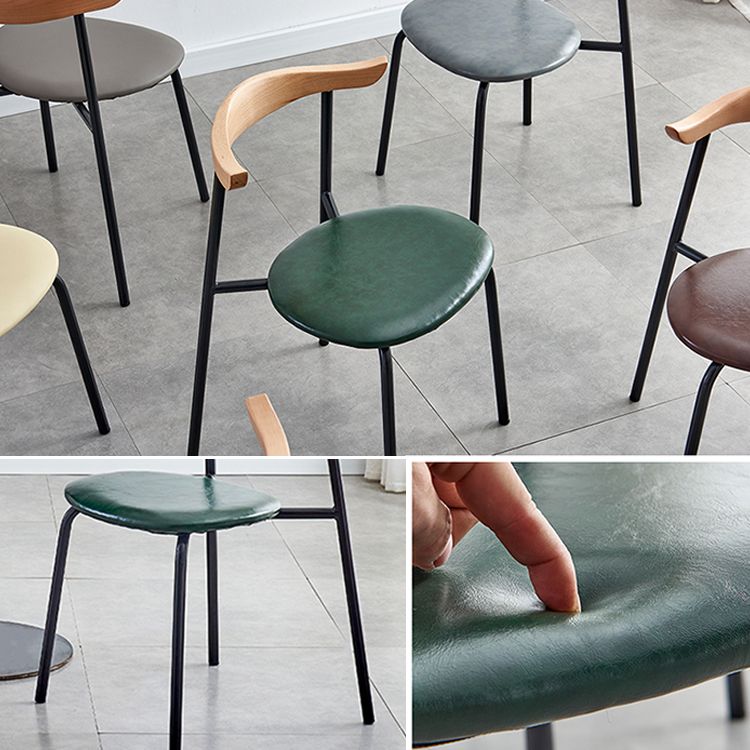 Sillas laterales de comedor con respaldo abierto de diseño contemporáneo, sillas de comedor de cuero para el hogar