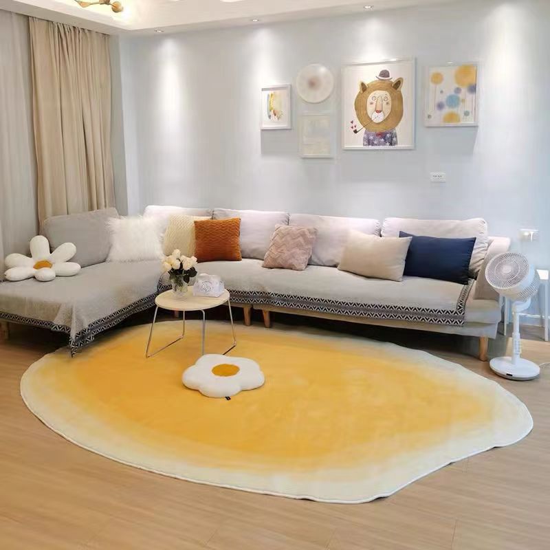 White Color Block Rug Polyester Modern Rug Stain Resistant Rug for Living Room