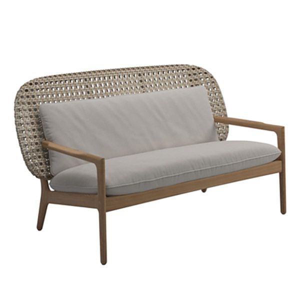 Wood Outdoor Patio Sofa Natural Modern Mildew Resistant Patio Sofa