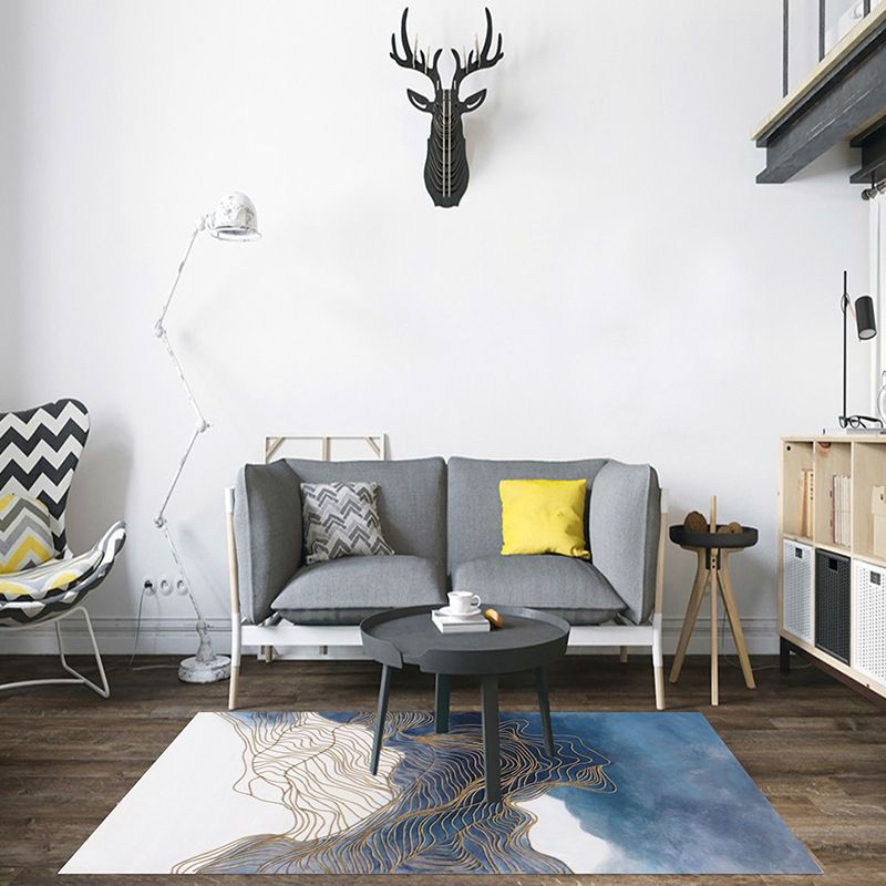Black Gorgeous Rug Polyester Graphic Rug Stain Resistant Rug for Home Decor