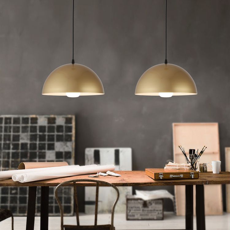 Lámpara colgante de restaurantes industriales de lámpara de suspensión de 1 luces con sombra de metal geométrica en oro